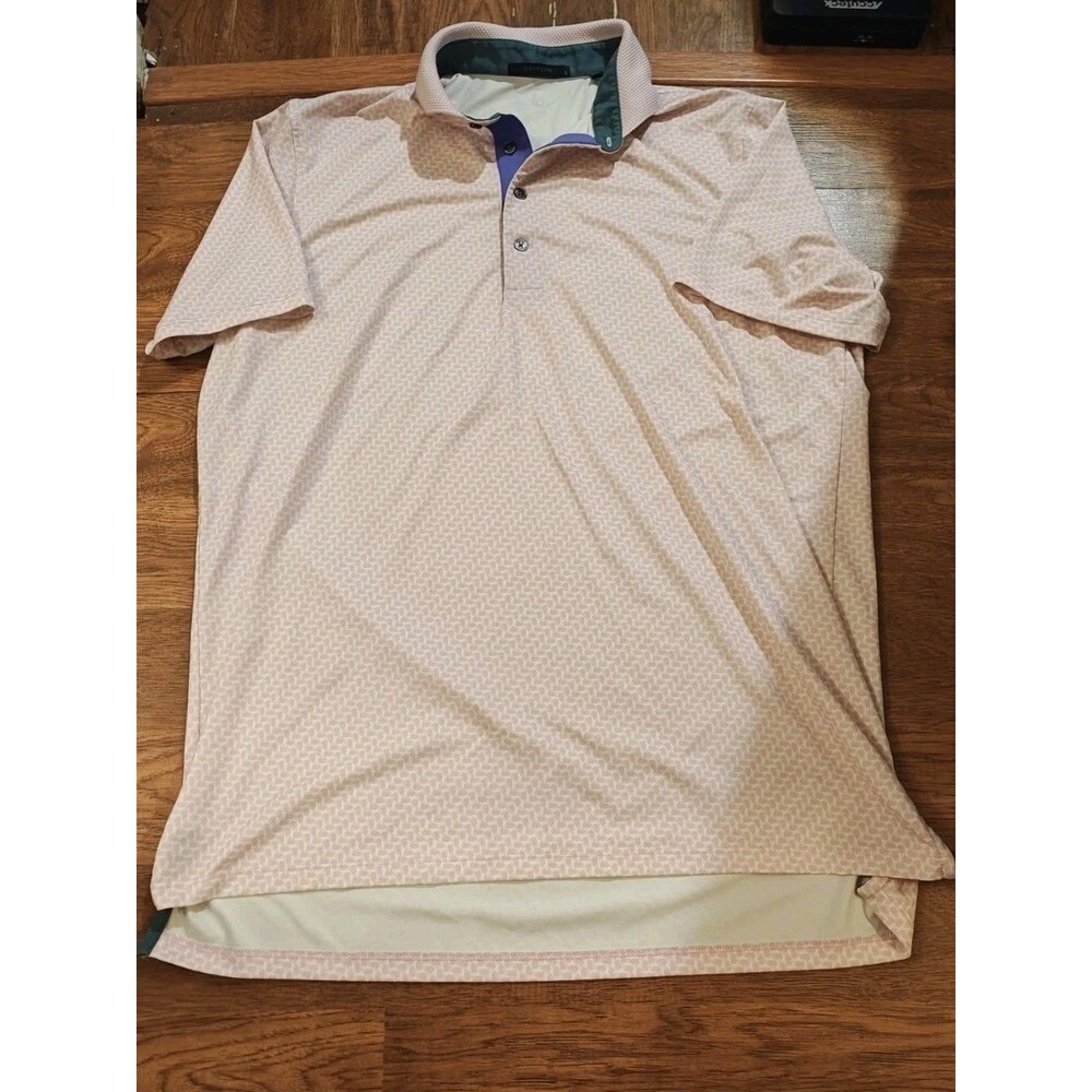 Greyson Polo Shirt Mens Large Pink Chevron Pattern Golf Casual Short Sleeve